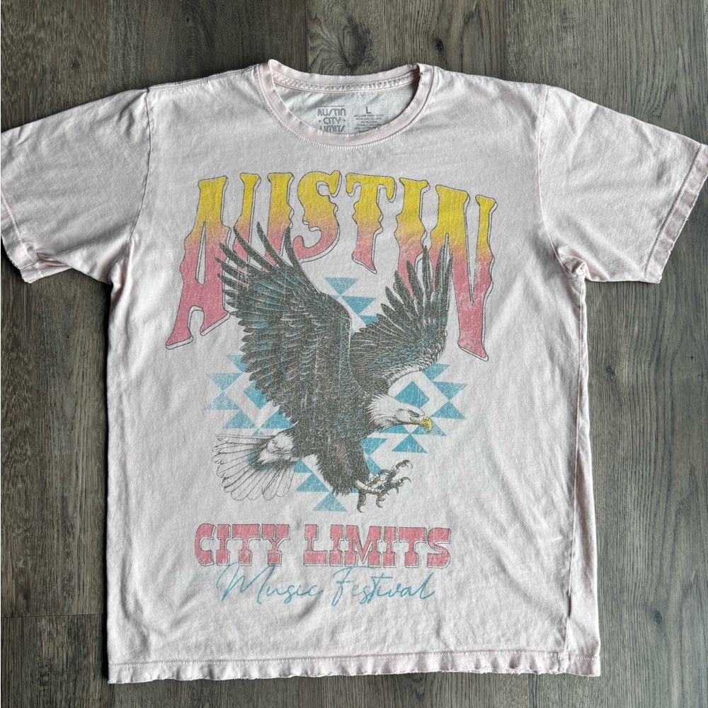 Pink Graphic Tee with Eagle